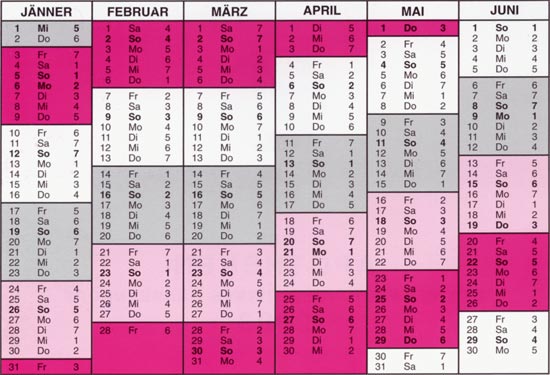 Apotheken-Kalender Jän-Jun 2003